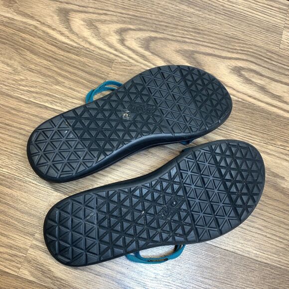 Teva Voya Sandals Women's 8 Blue Teal Slide  Strappy Comfort Flip Flop Beach - Picture 6 of 9